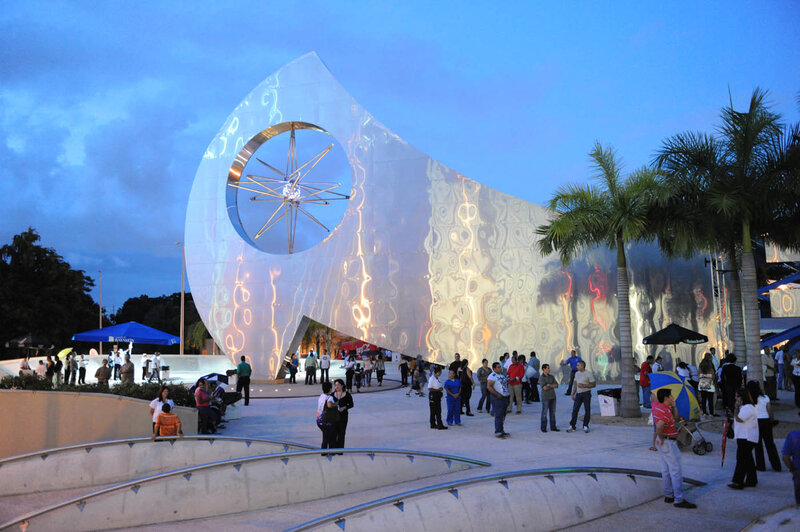 Modern Sculpture at Dusk — Blue