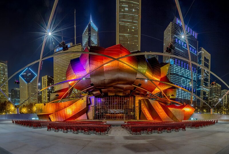 Modern Sculpture at Night — Red