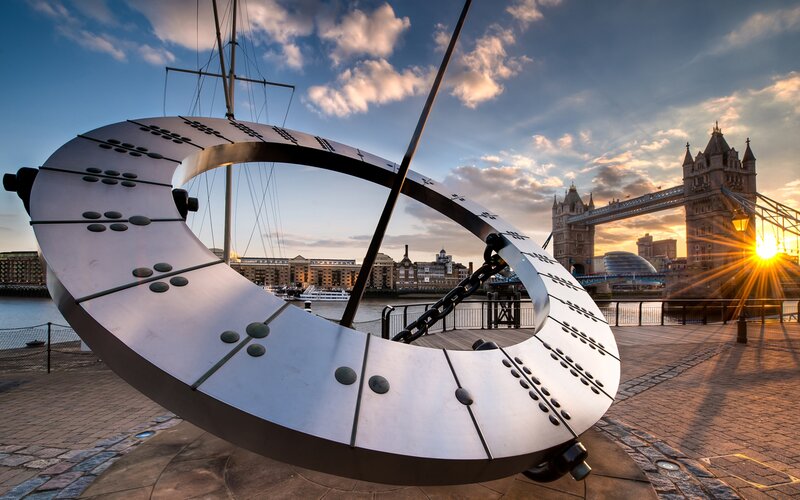 Modern Sculpture at Sunset