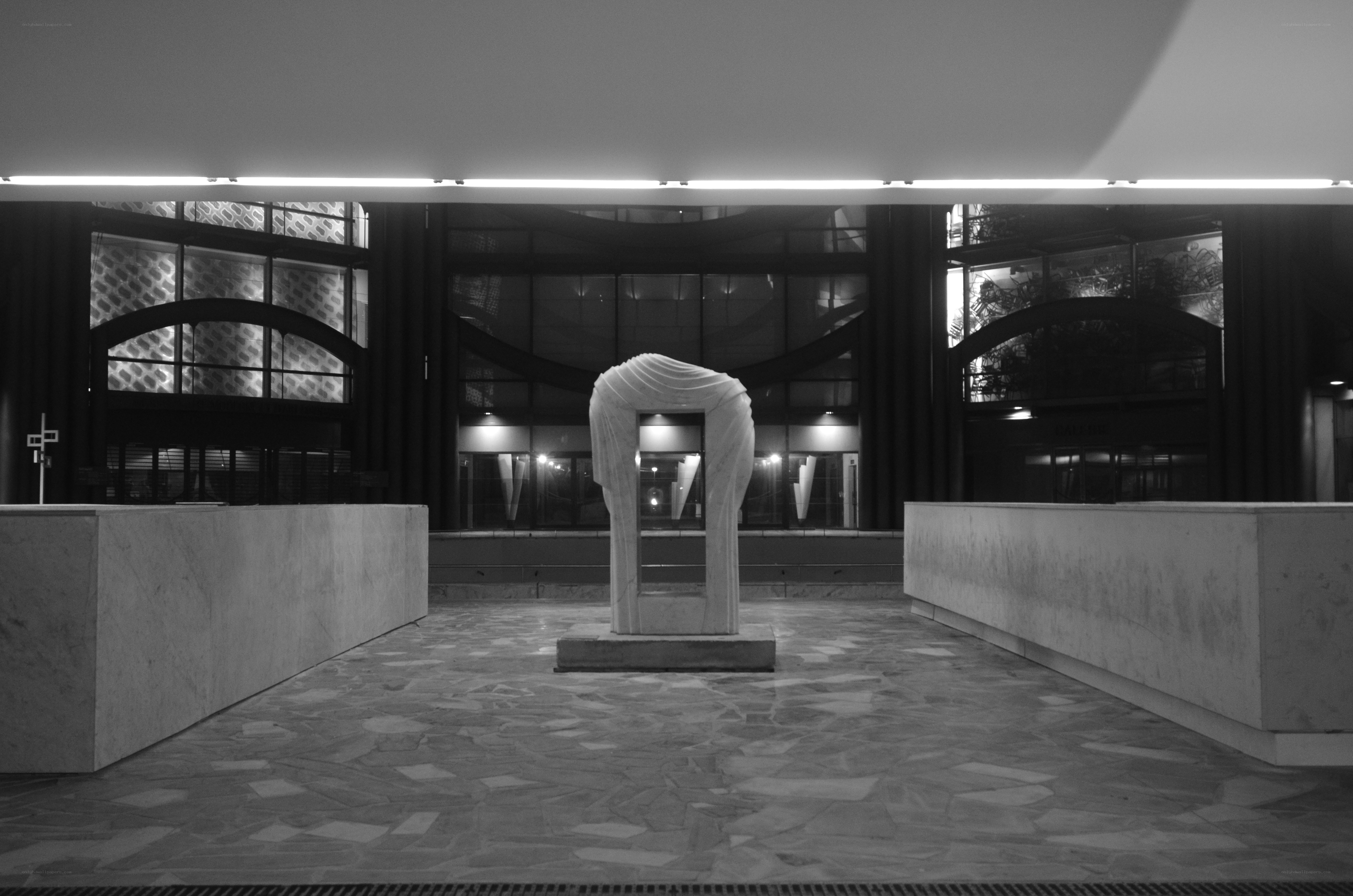 Modern sculpture in a hall