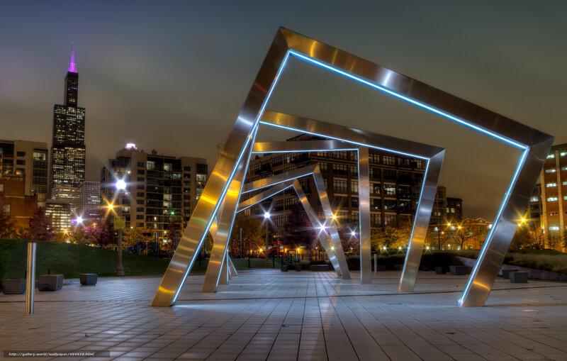 Modern sculpture in city park