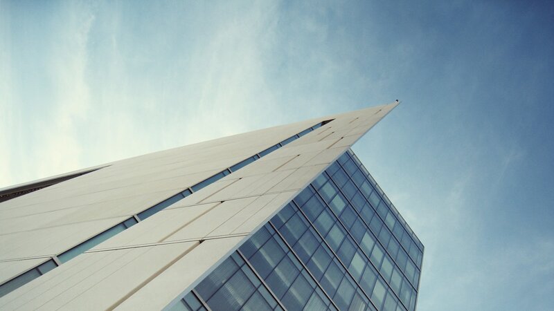modern skyscraper against blue sky