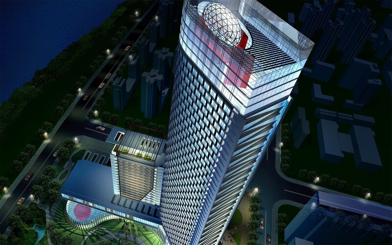 modern skyscraper at night