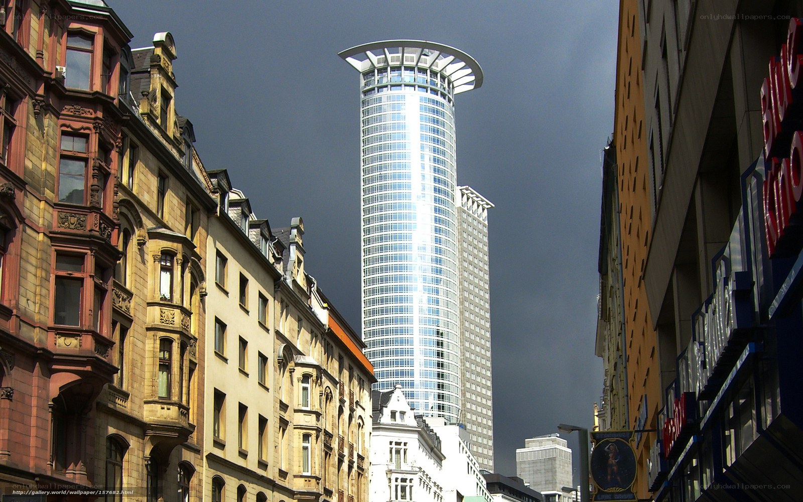 Modern skyscraper in historic city
