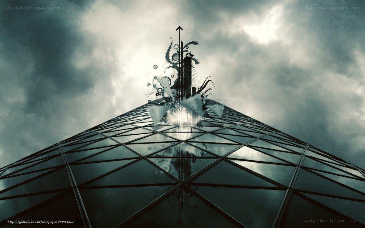 Modern skyscraper with abstract art