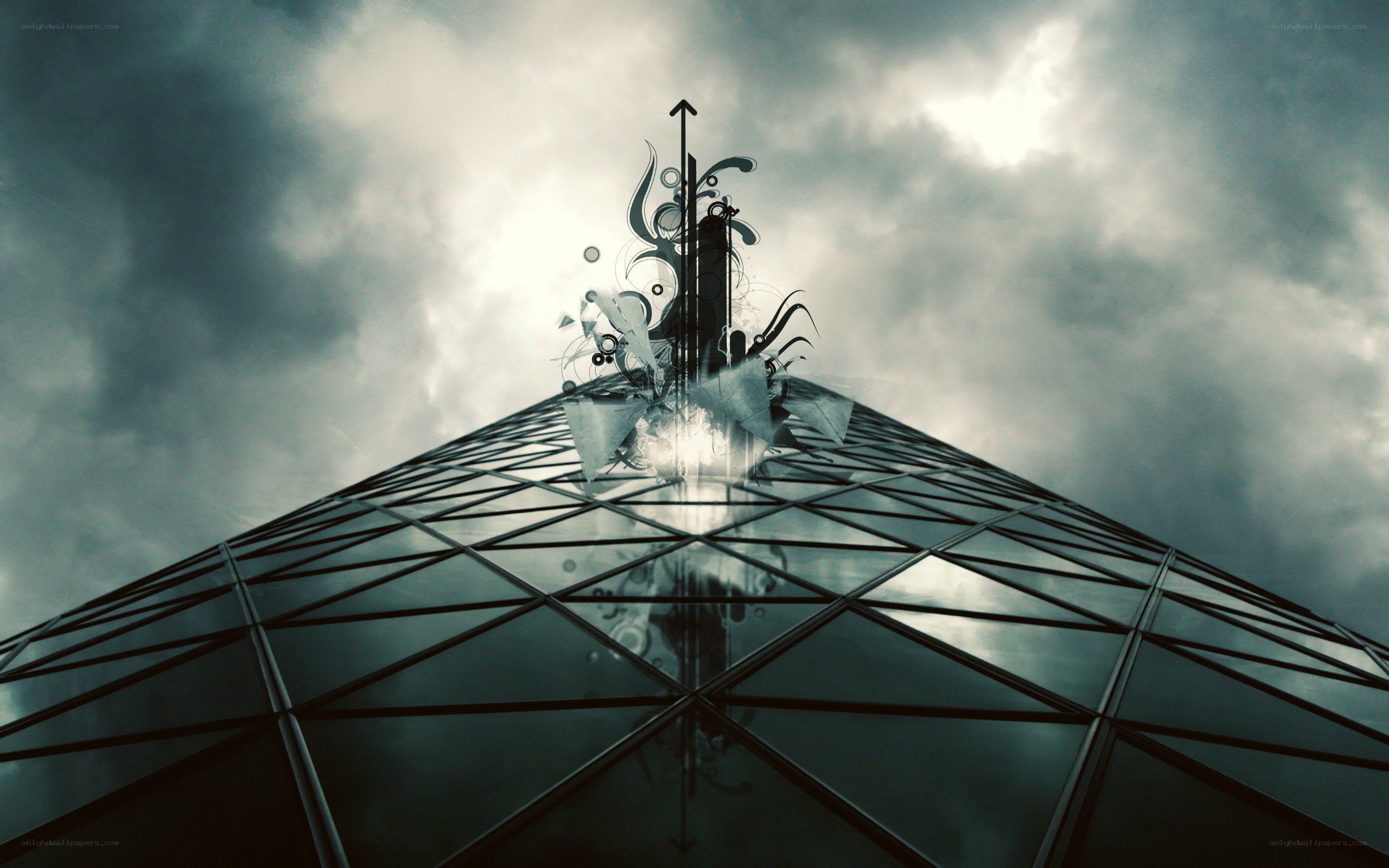 modern skyscraper with abstract sculpture