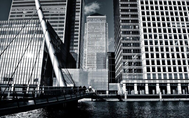 Modern Skyscrapers and Bridge