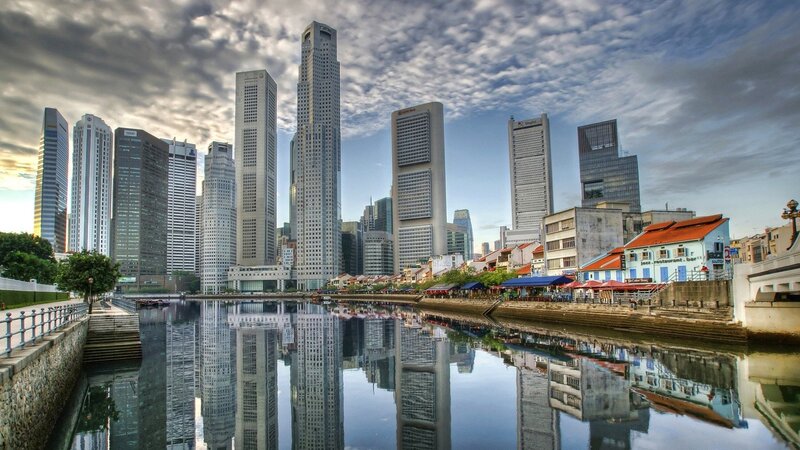 Modern Skyscrapers and River
