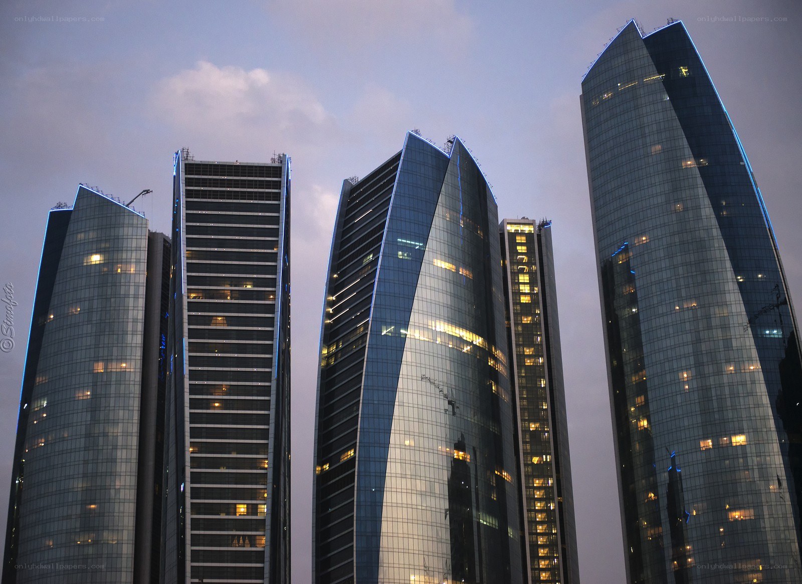 modern skyscrapers at dusk