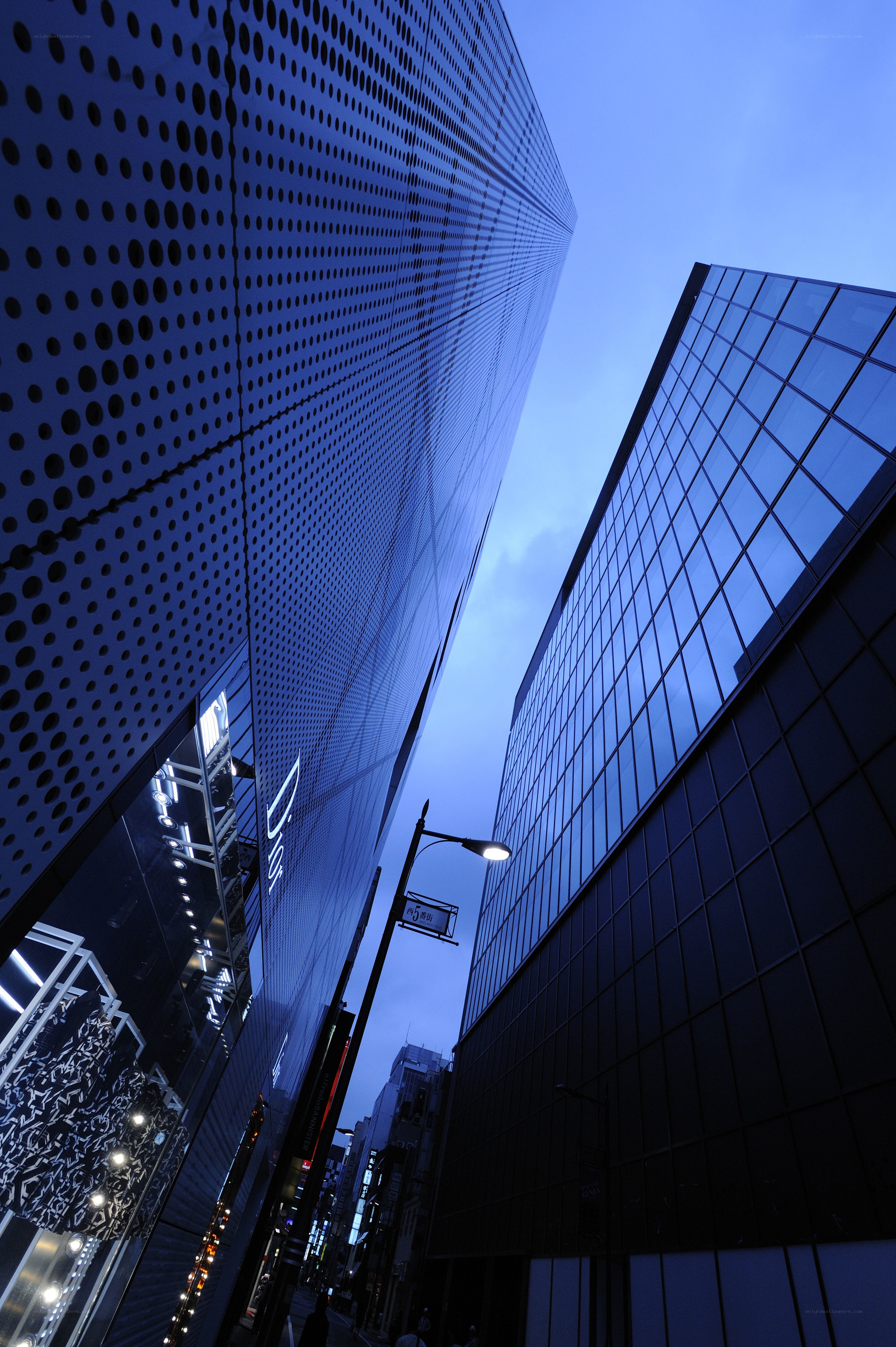 Modern skyscrapers at dusk