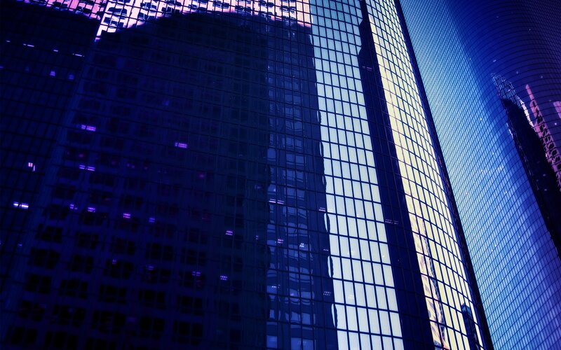 modern skyscrapers at night