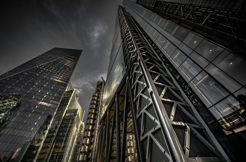 Modern Skyscrapers — Black, Dramatic, Night