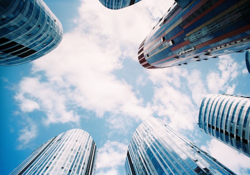 Modern Skyscrapers — Blue, Dramatic, Afternoon, Photograph, Sky