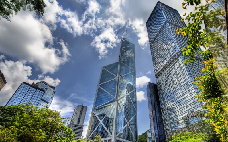Modern Skyscrapers — Blue, Dramatic, Afternoon