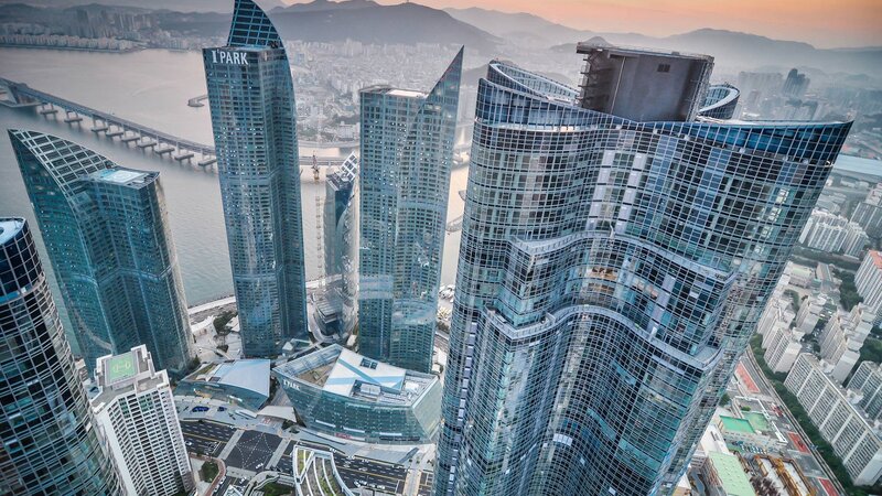 Modern Skyscrapers — Blue, Dramatic, Sunset