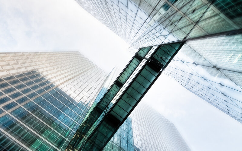 Modern skyscrapers from below