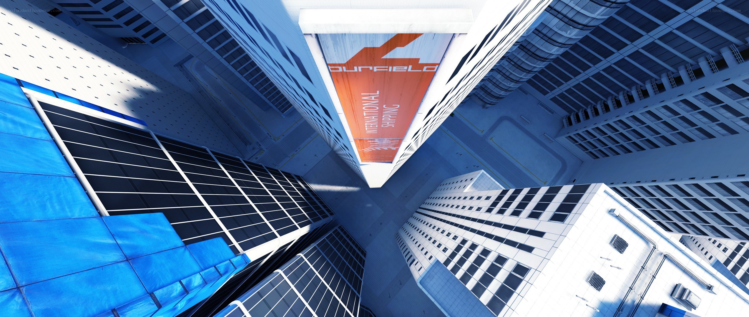modern skyscrapers from below