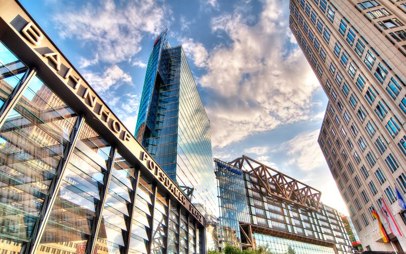 Modern skyscrapers in a city
