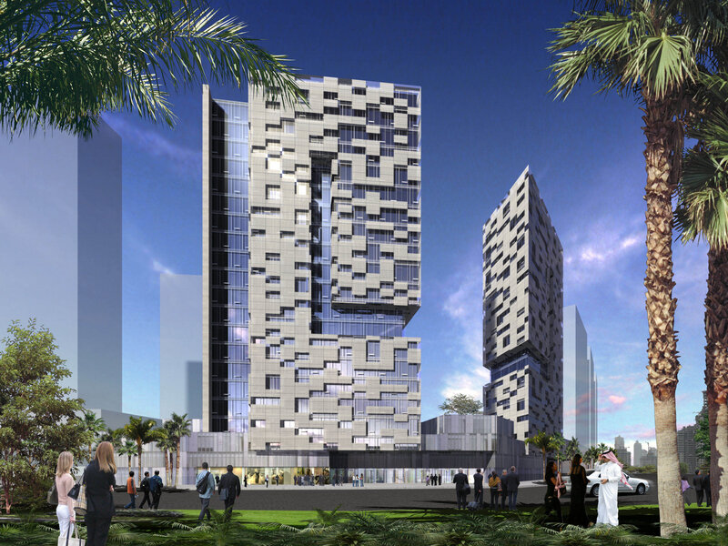 Modern skyscrapers in urban landscape