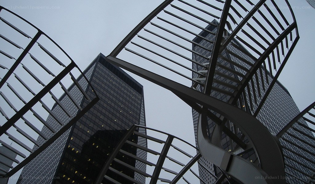Modern skyscrapers with metal structure