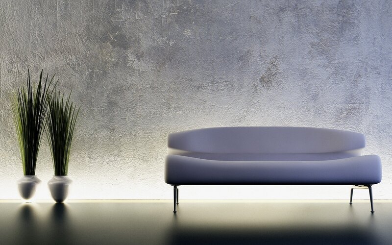 Modern sofa in minimalist room