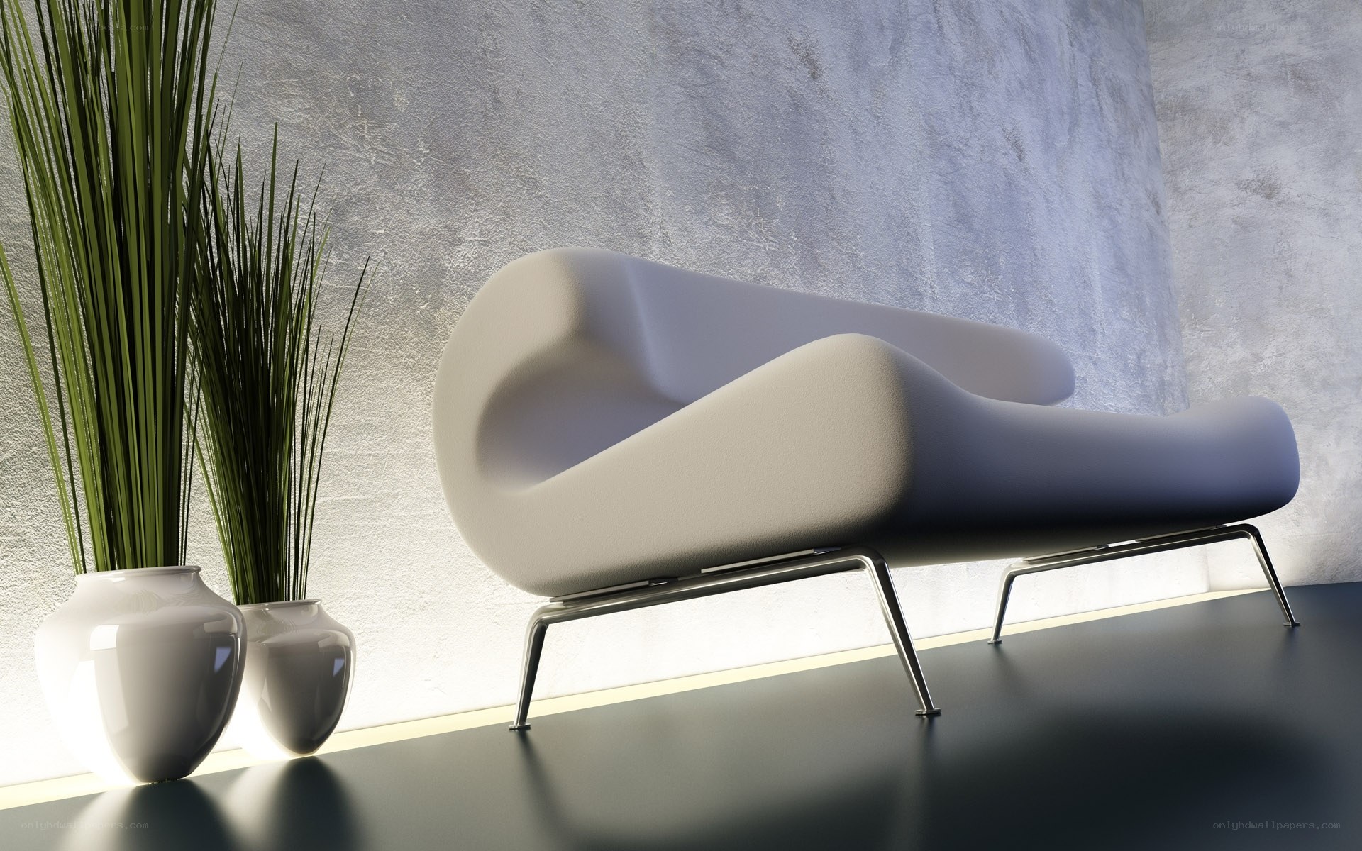 Modern sofa in minimalist room