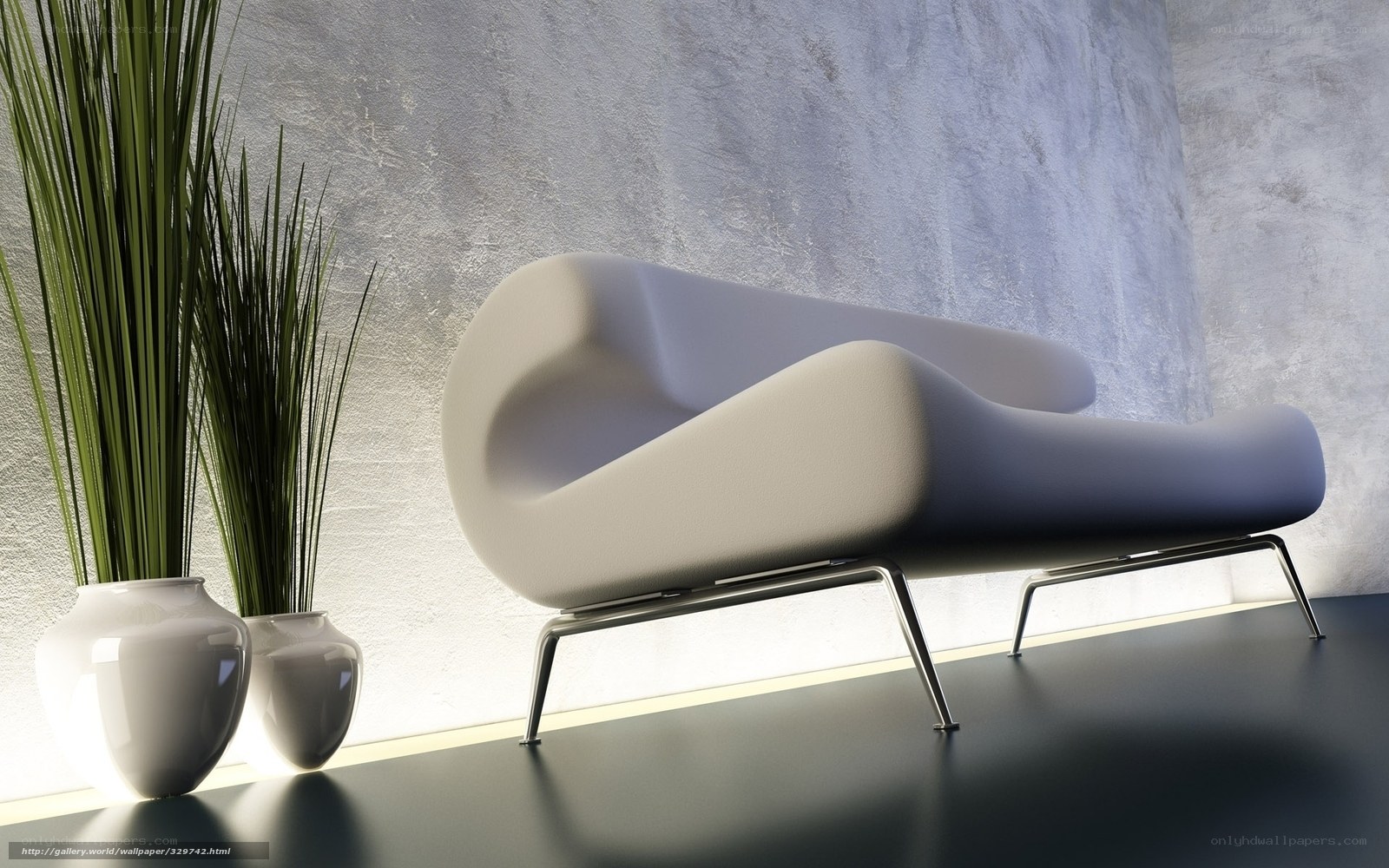 Modern sofa with plants