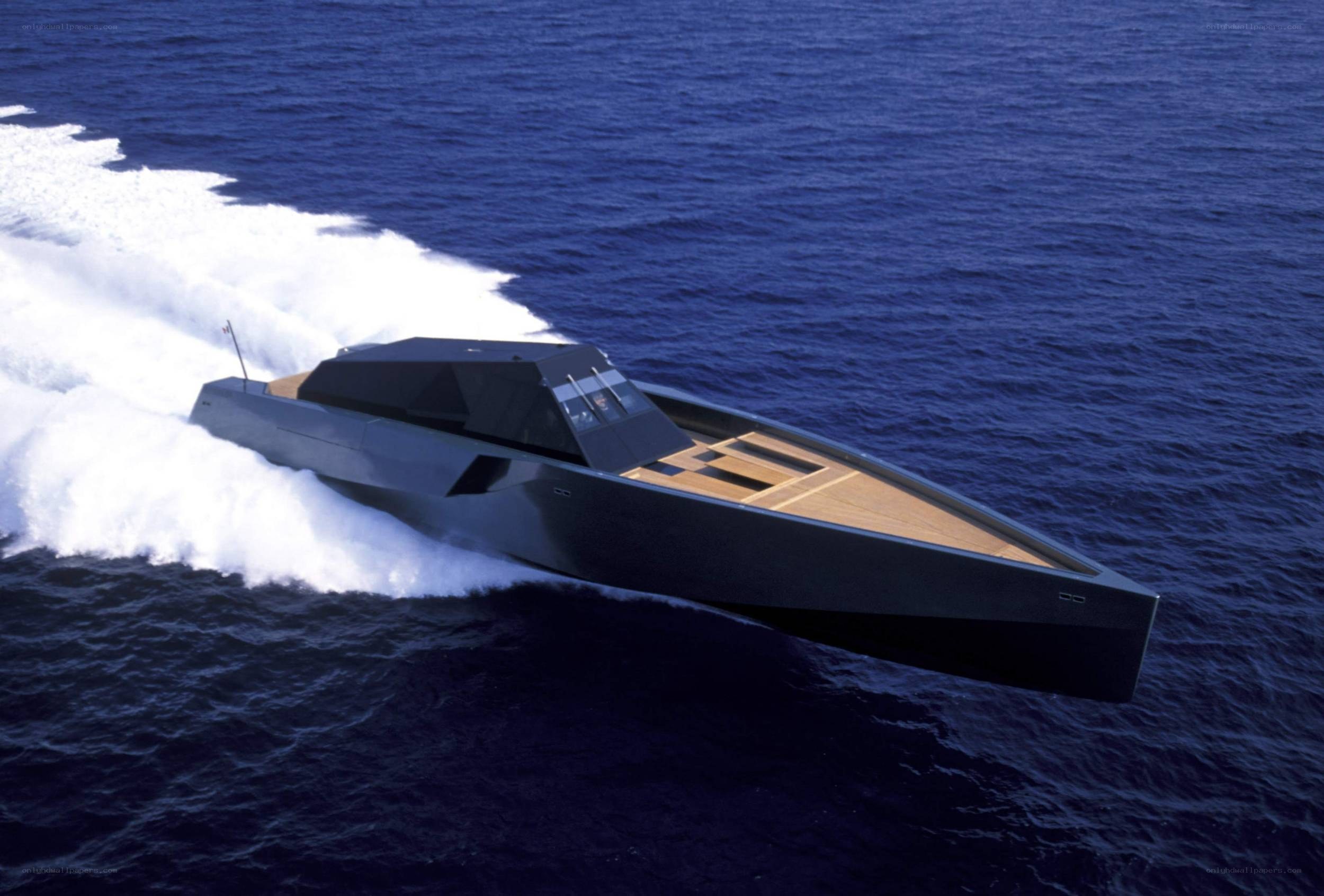 modern speedboat on open sea