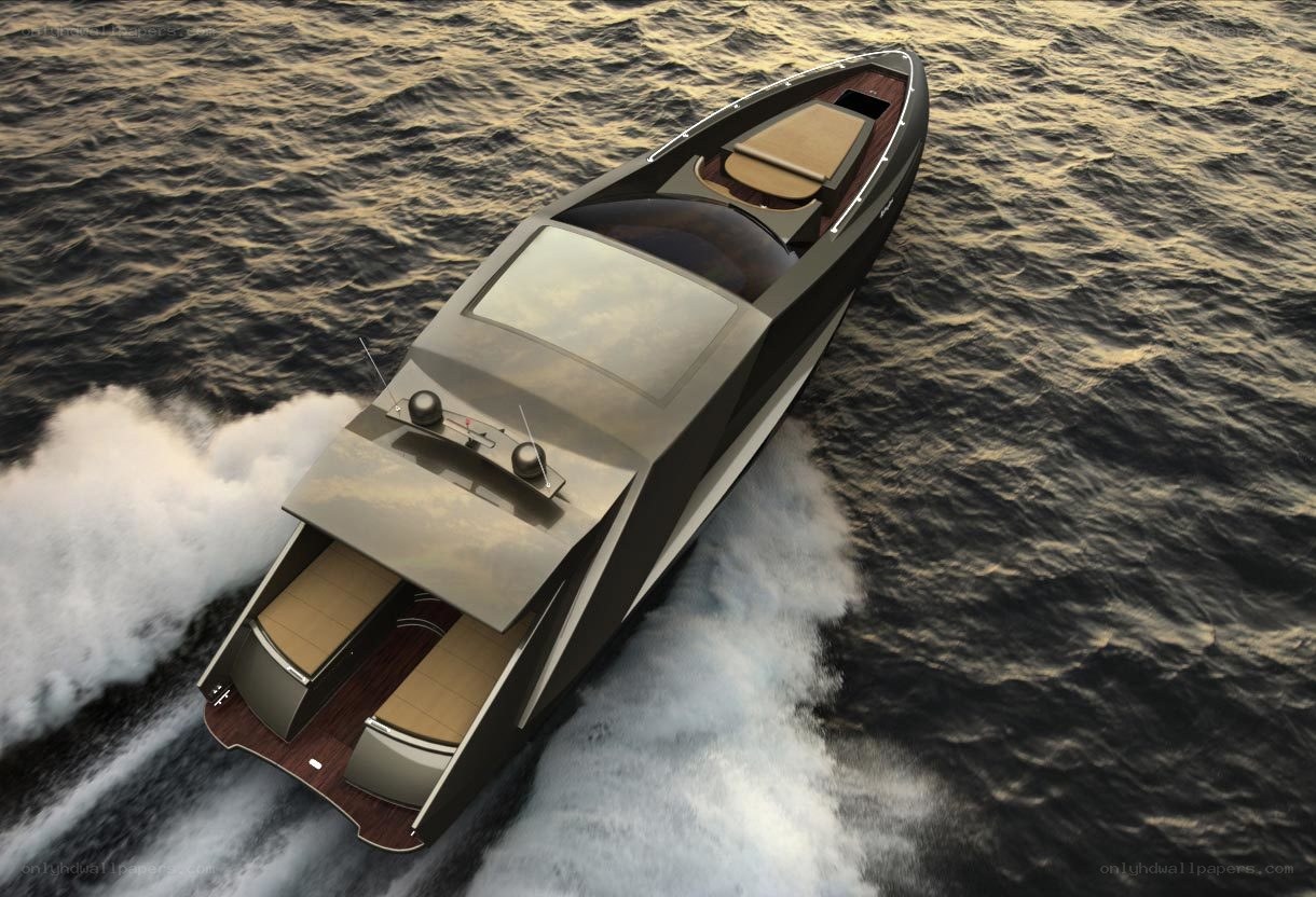 modern speedboat on open water