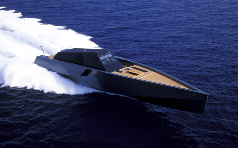 modern speedboat on open water