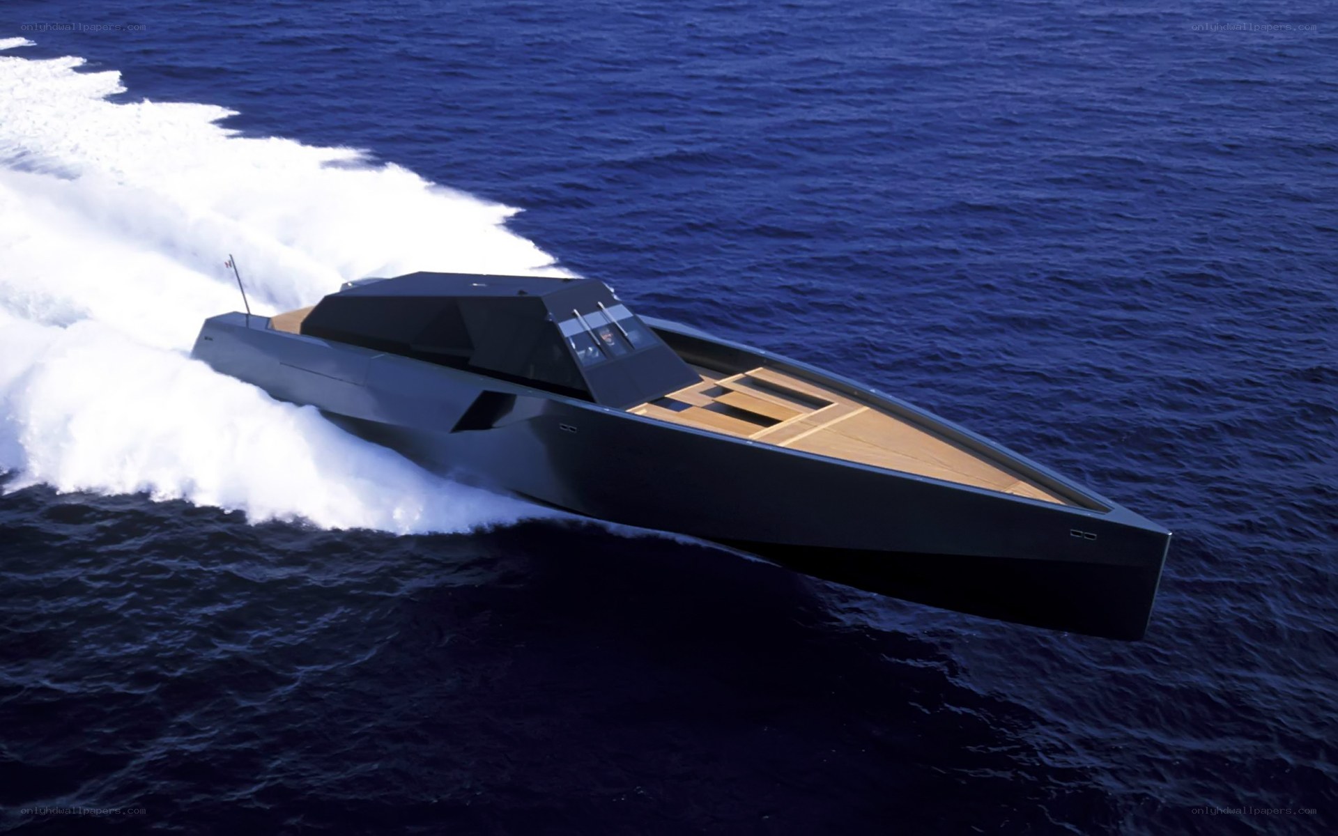 modern speedboat on open water