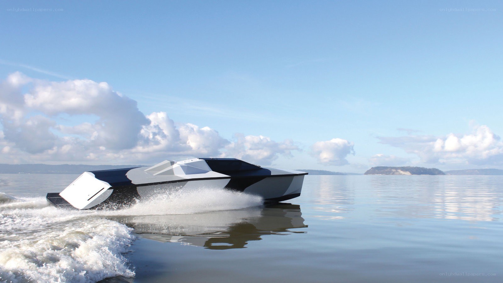 modern speedboat on water