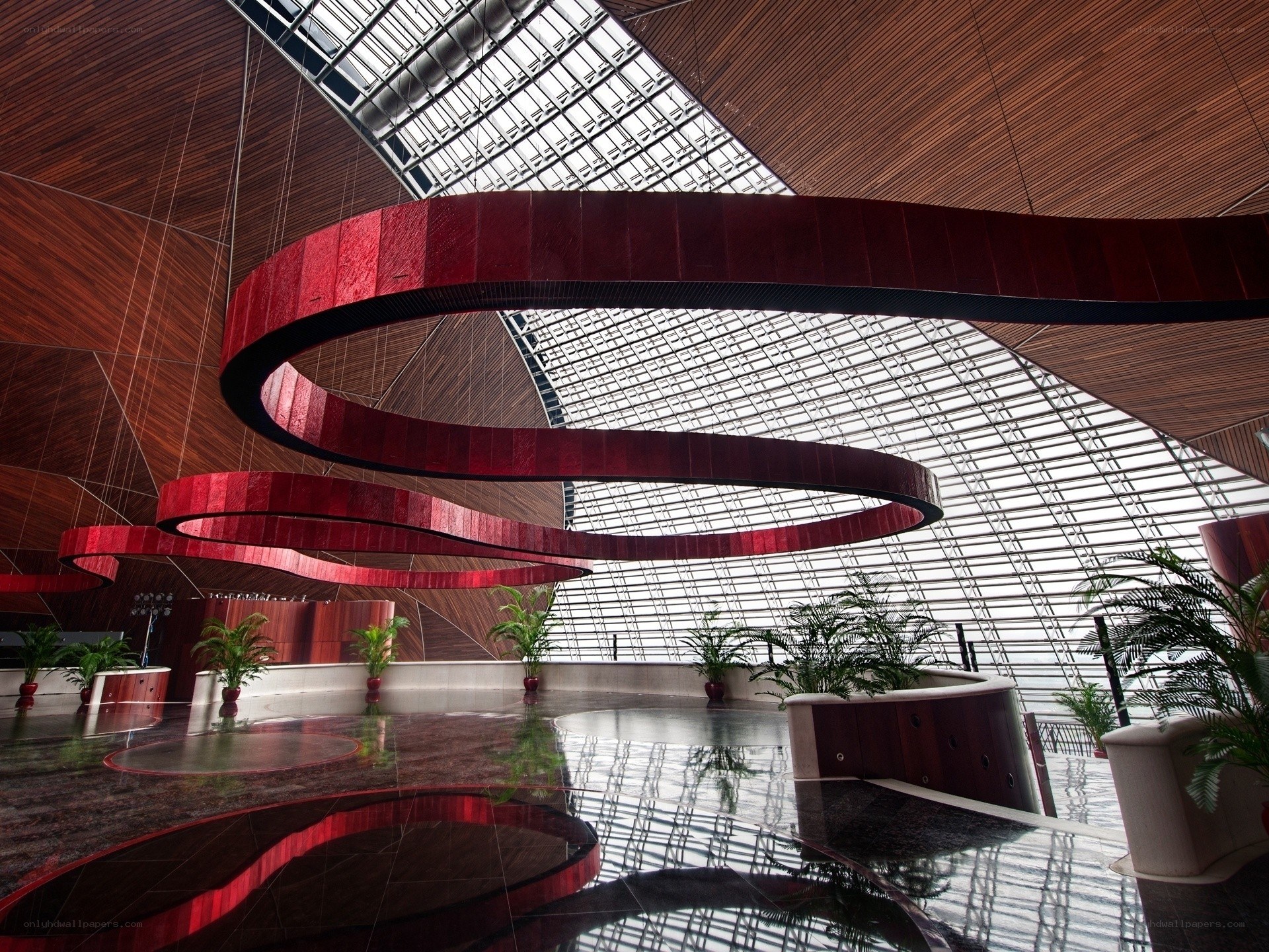 Modern spiral art installation