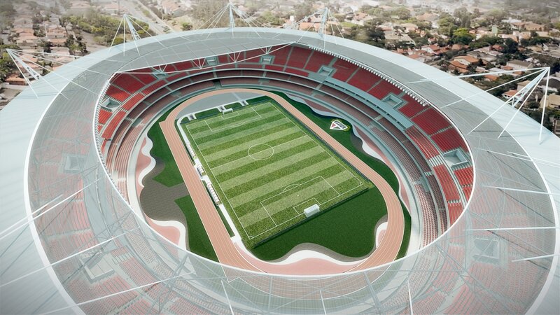 modern stadium aerial view