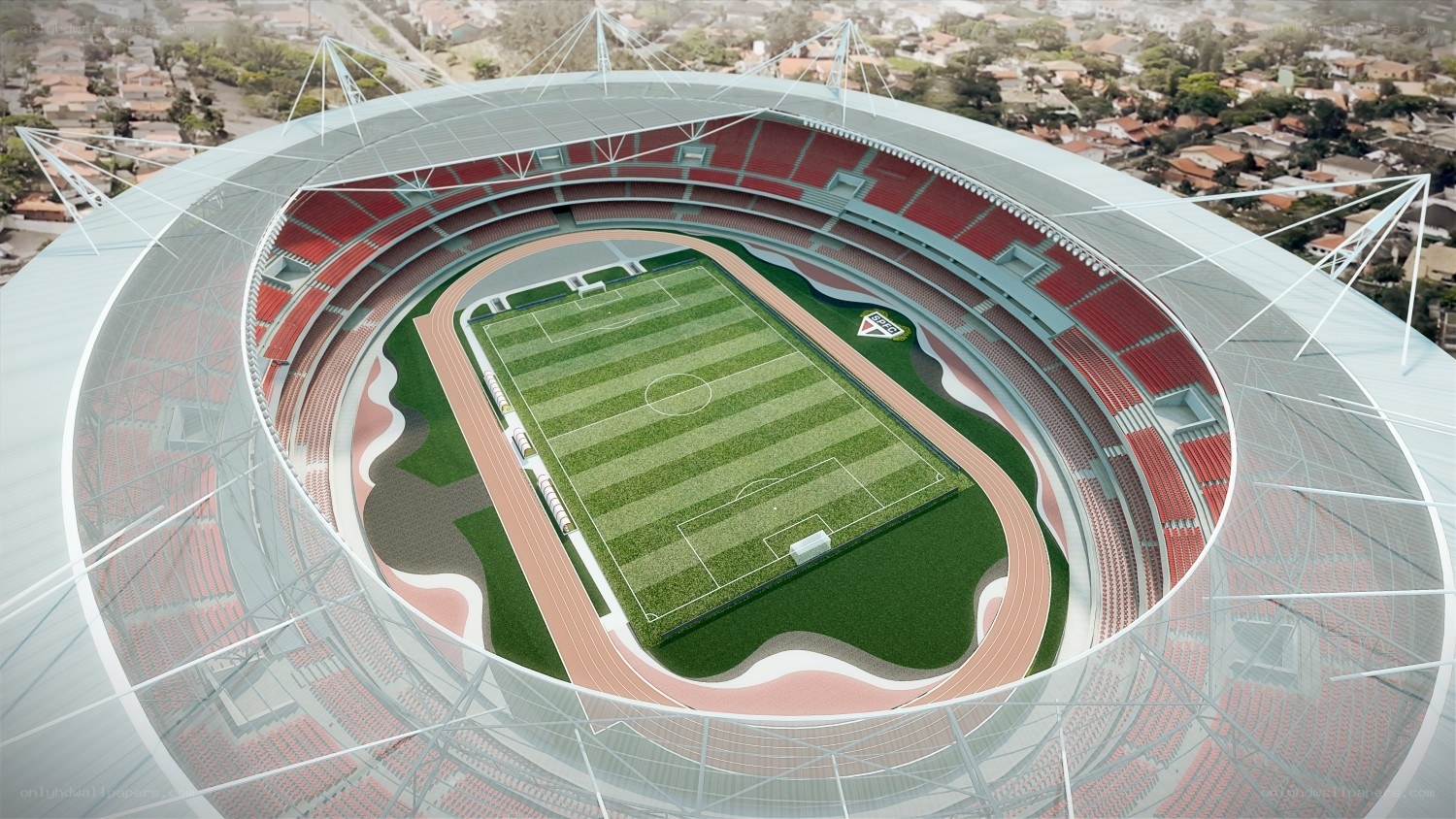 modern stadium aerial view