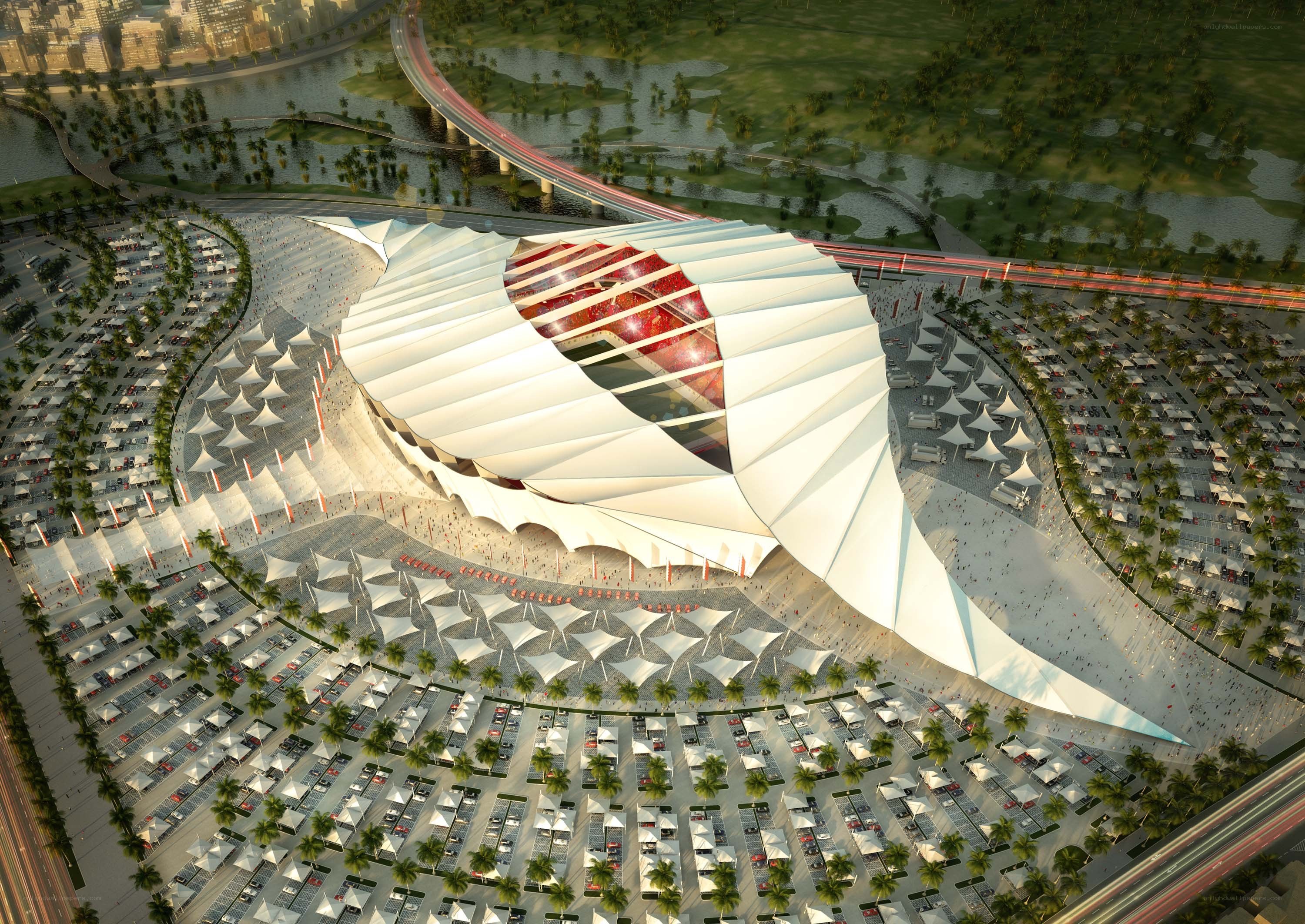 modern stadium architectural rendering