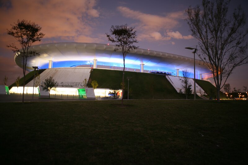 Modern Stadium at Night — Blue, Serene