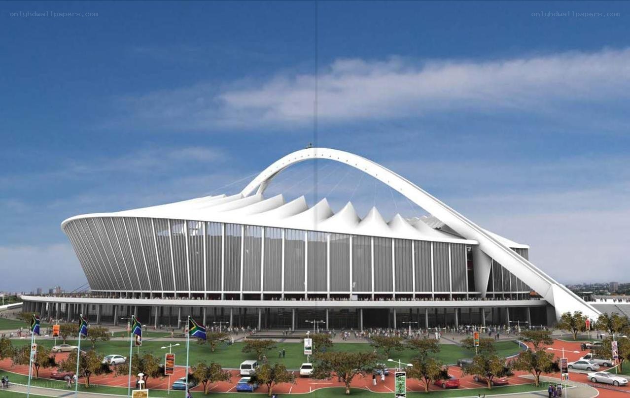 modern stadium with arch design