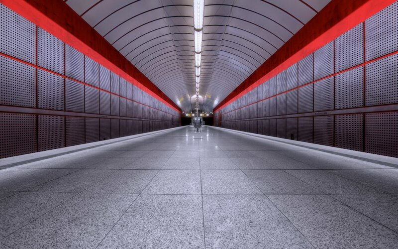Modern subway tunnel interior