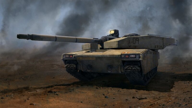 Modern Tank in Desert