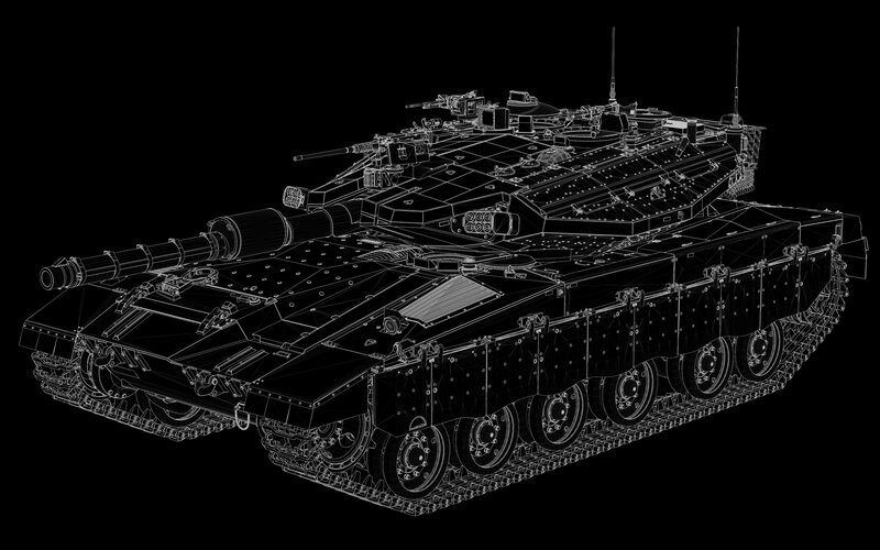 Modern tank wireframe model
