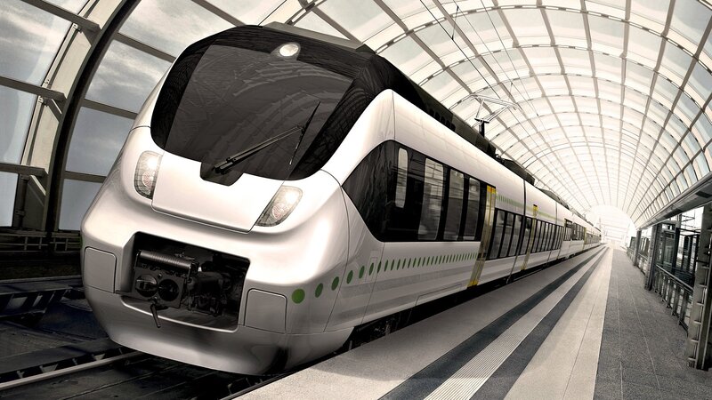 modern train at a station