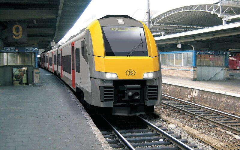 Modern train at station platform