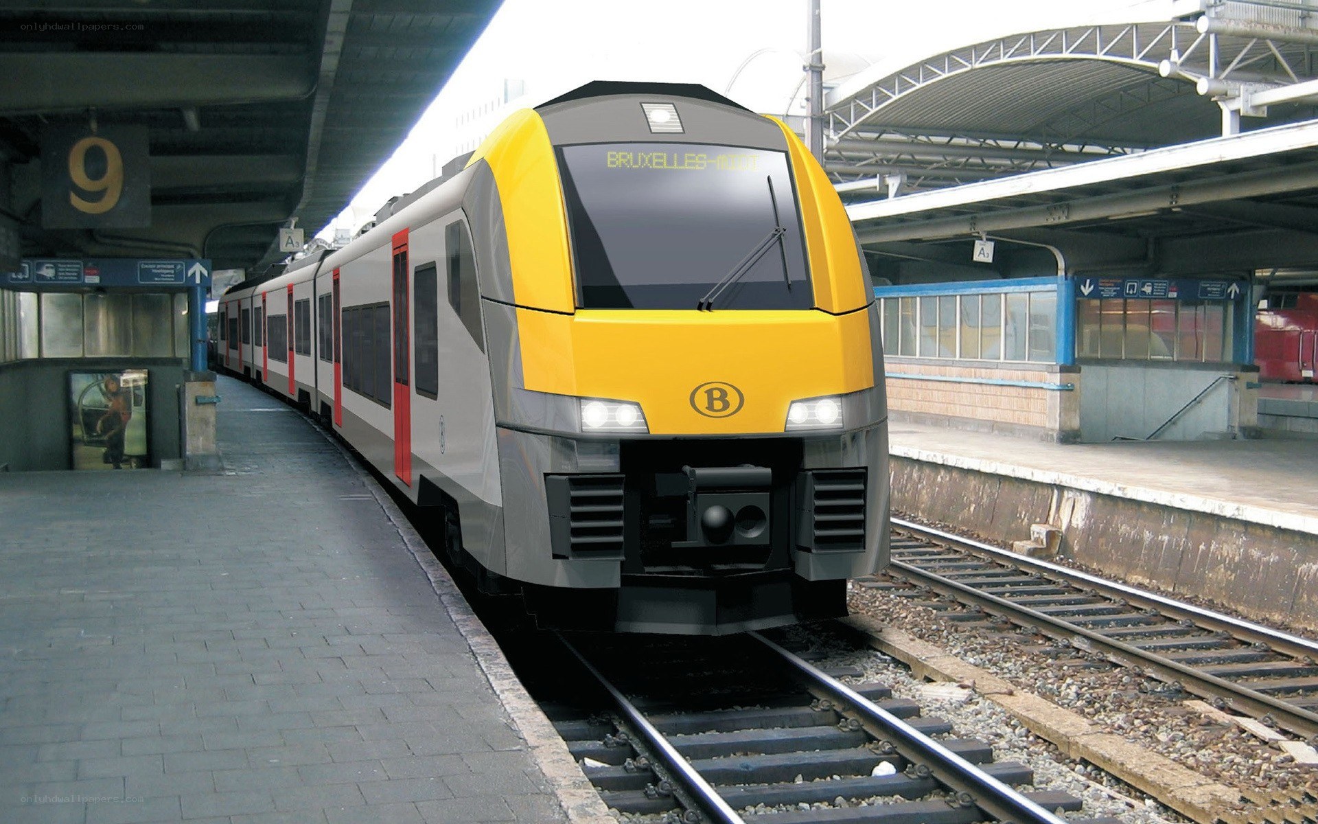 Modern train at station platform