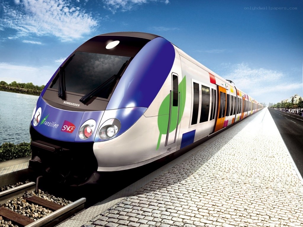 Modern train on a sunny day
