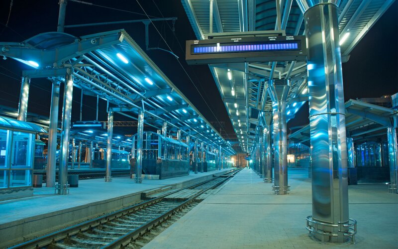 modern train station at night