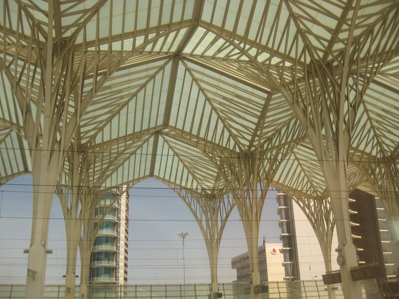 modern train station roof structure