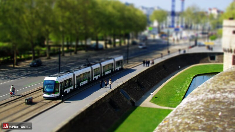 Modern Tram on City Street