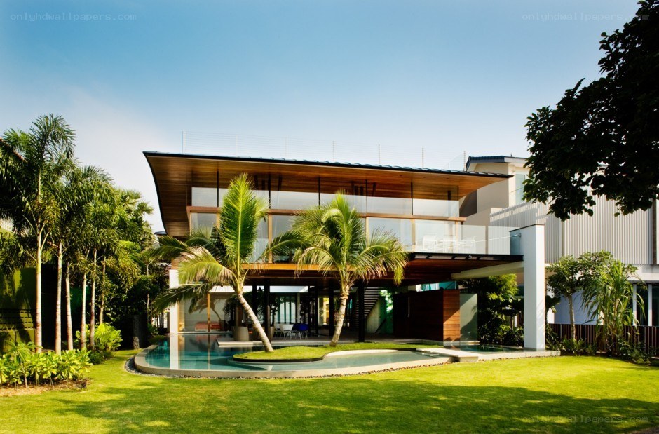 Modern tropical house with pool