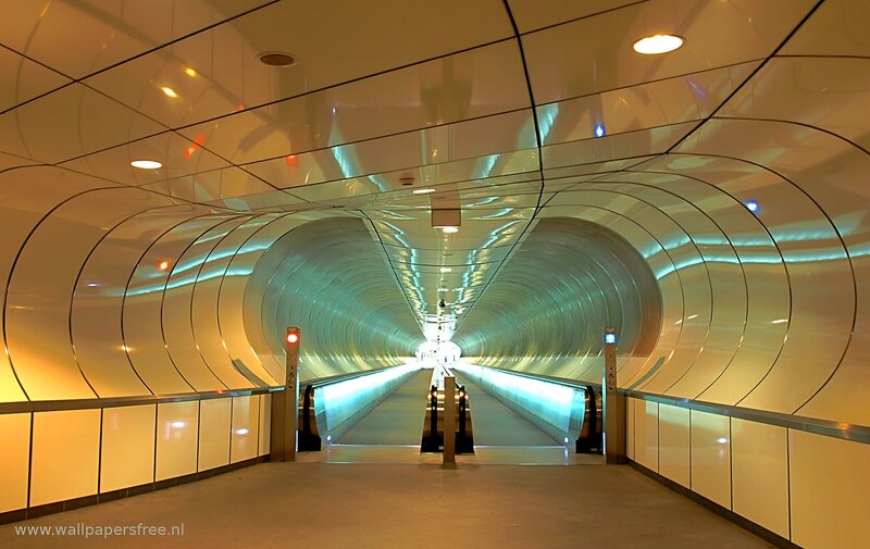 Modern Tunnel with Escalators